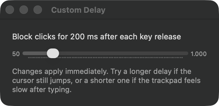 The Custom Delay window